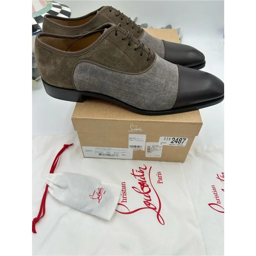 Men's Christian Louboutin Gregory velvet Twill and Leather Oxford's size 46/13